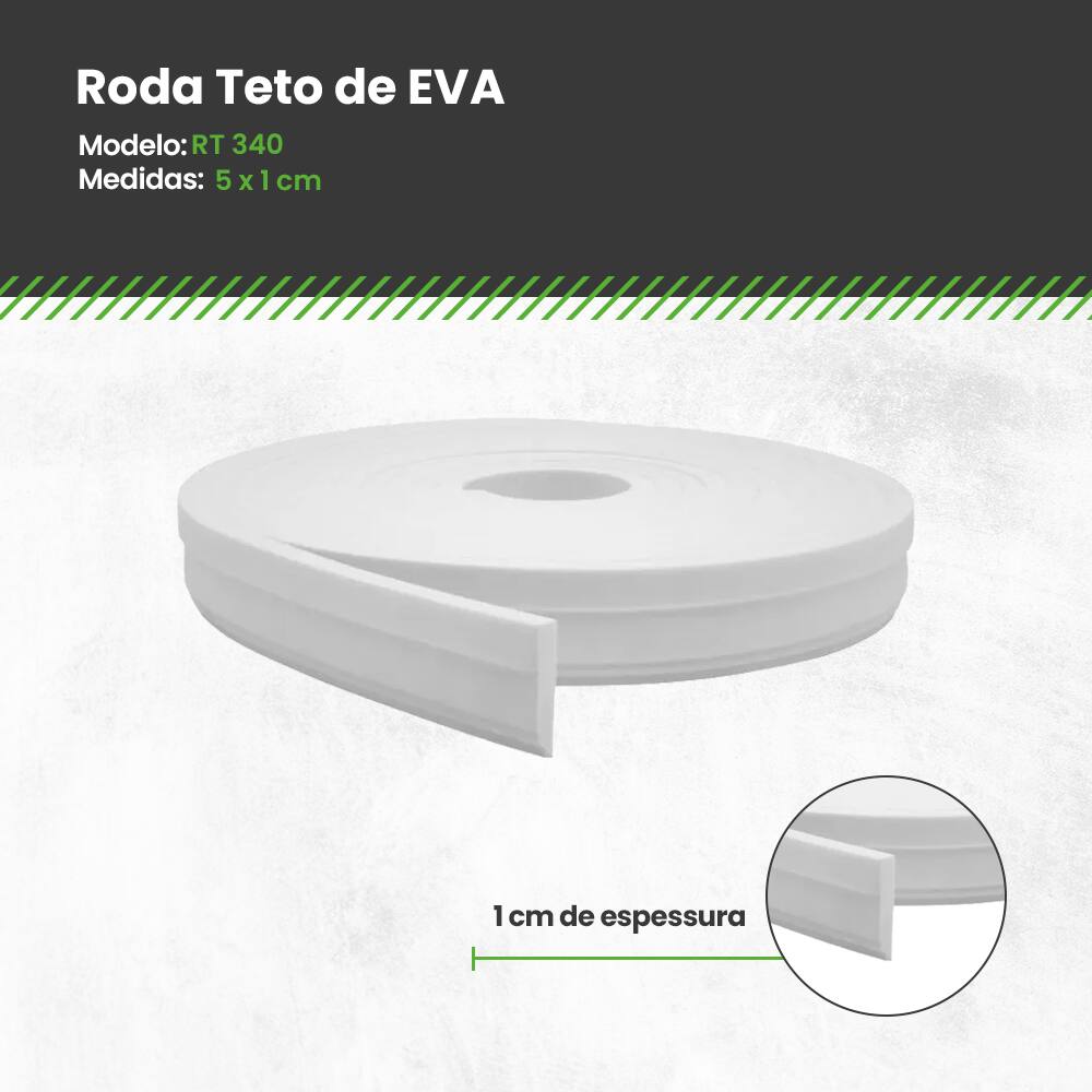 Rodateto de EVA Autocolante Branco 5,0cm x 1cm RT340 - 30m Segunda Linha