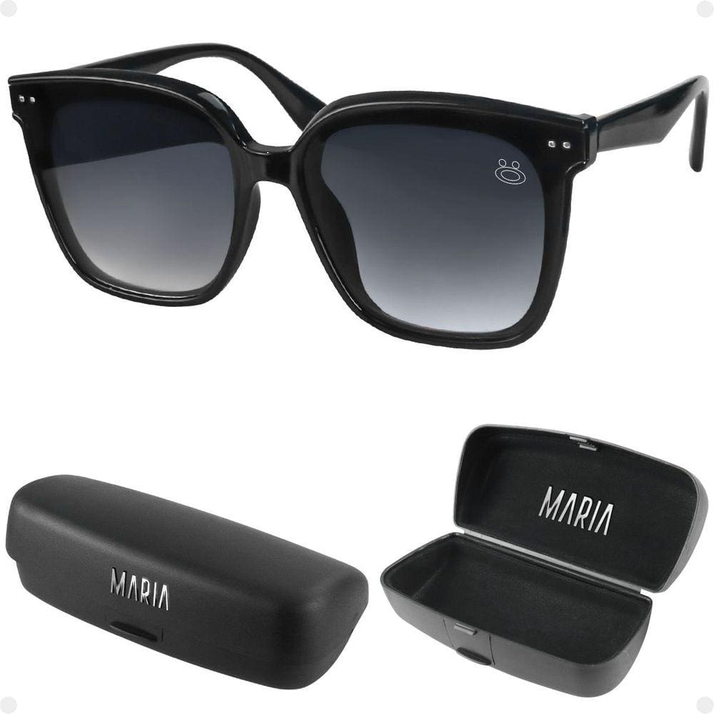 oculos sol feminino casual vintage proteção uv + case quadrado delicado black piano estiloso preto