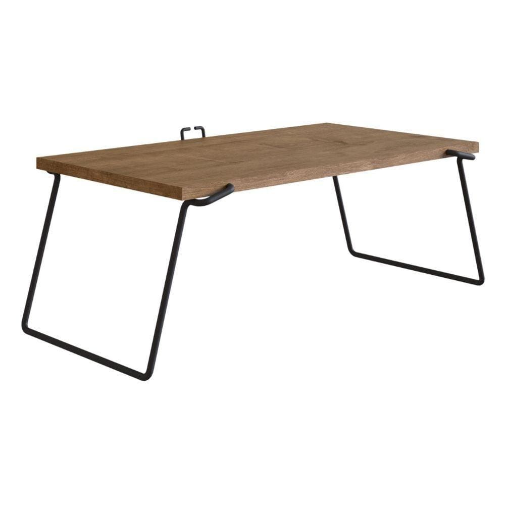 Mesa Multiuso Para Notebook Industrial Tube Artesano 33 cm (largura) MDP Vermont Estrutura Metálica Preta
