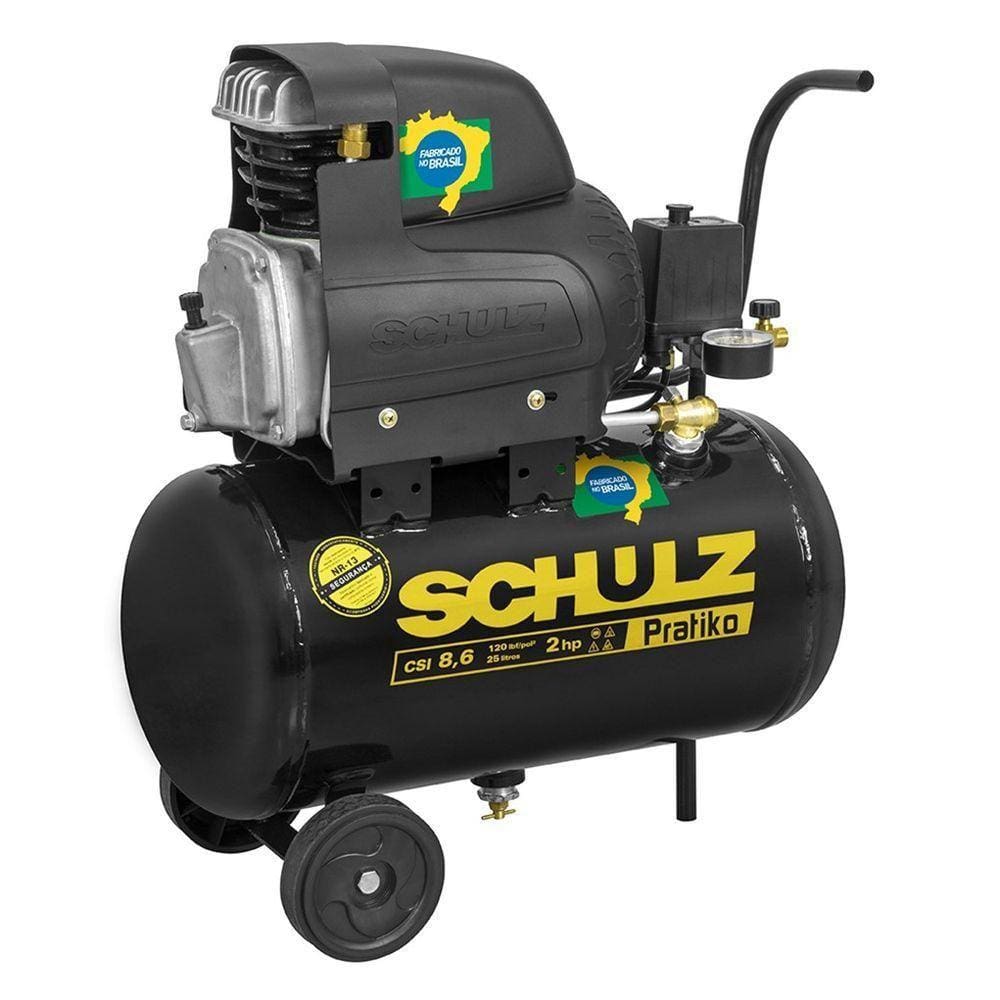 Compressor Schulz Csi 8.6 Pratiko 25 Litros 120 Libras 2 Cv 127v