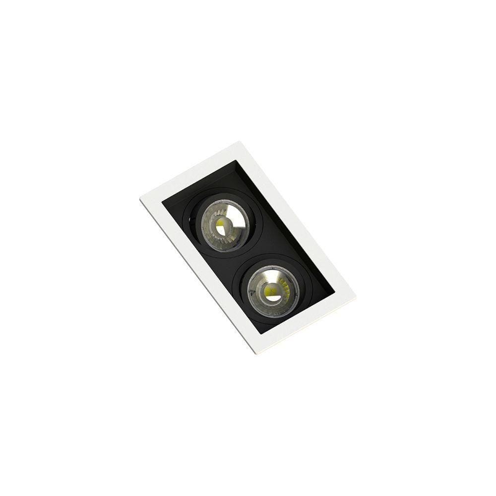 Spot Embutir Recuado Save Energy 2 Lâmpadas Branco-preto