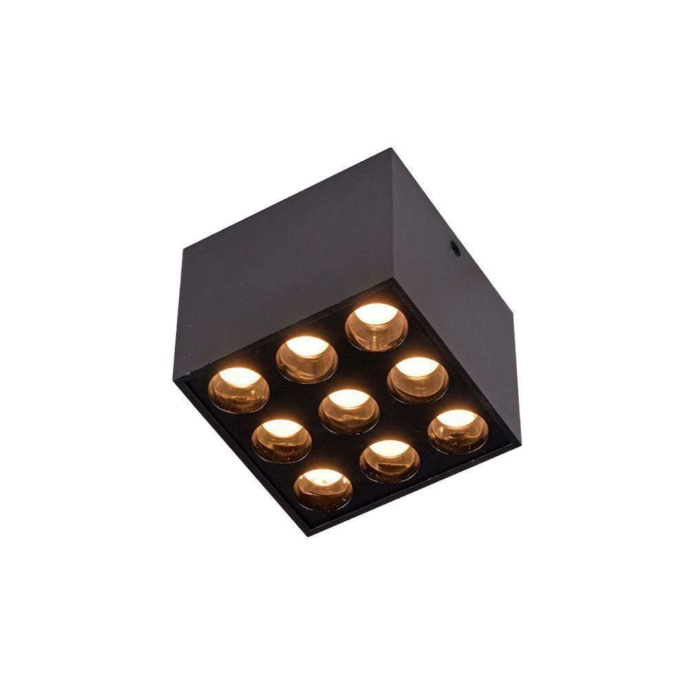 Spot De Sobrepor Nordecor Powerus Led 18w Bivolt Preto 3000k Luz Amarela