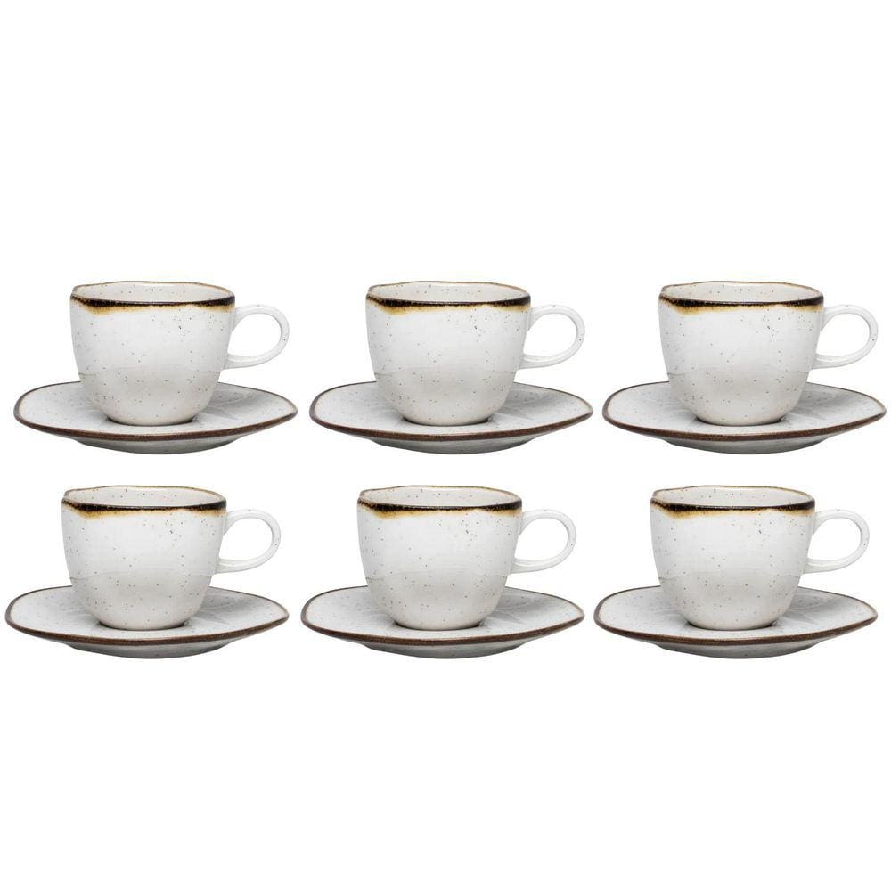 Jogo De Xicaras Chá Café E Pires 4Pc Porcelana Maresia 220Ml