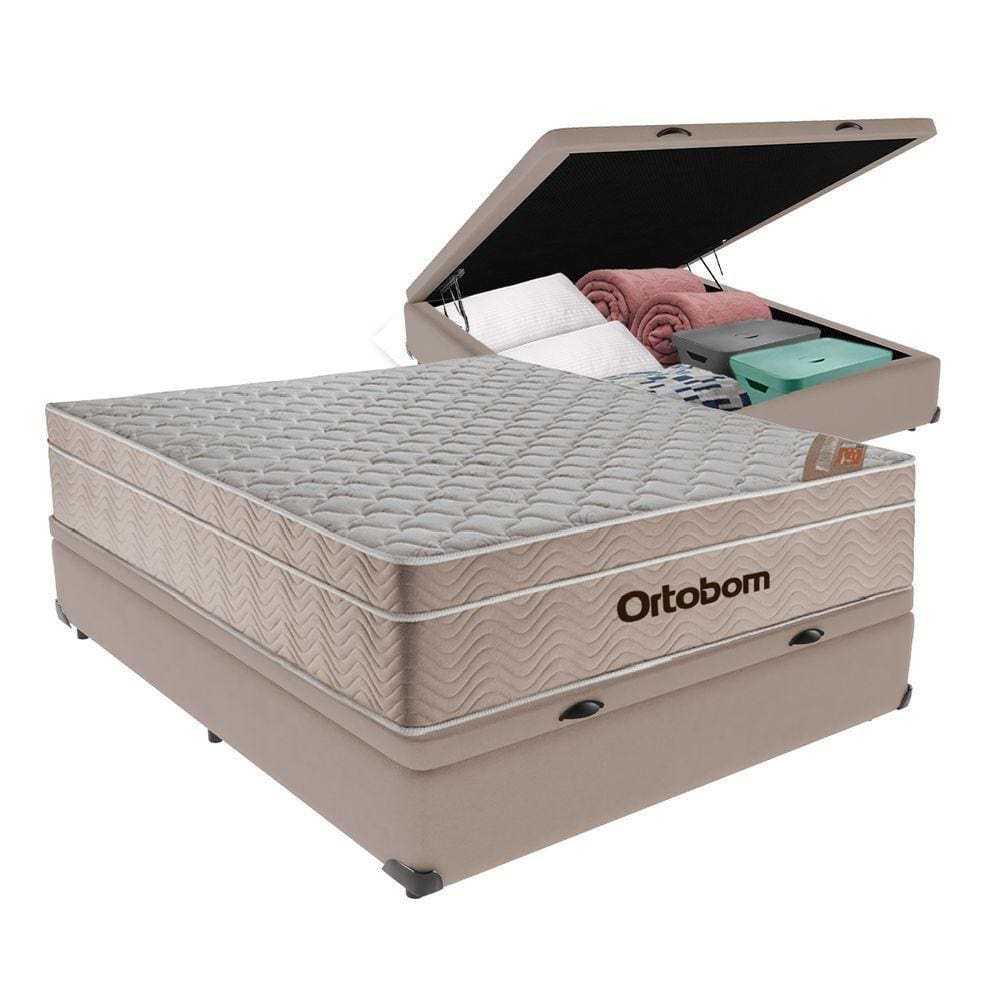 Airtech Colchão Ortobom Viúvo Baú Bege 128cm Springpocket