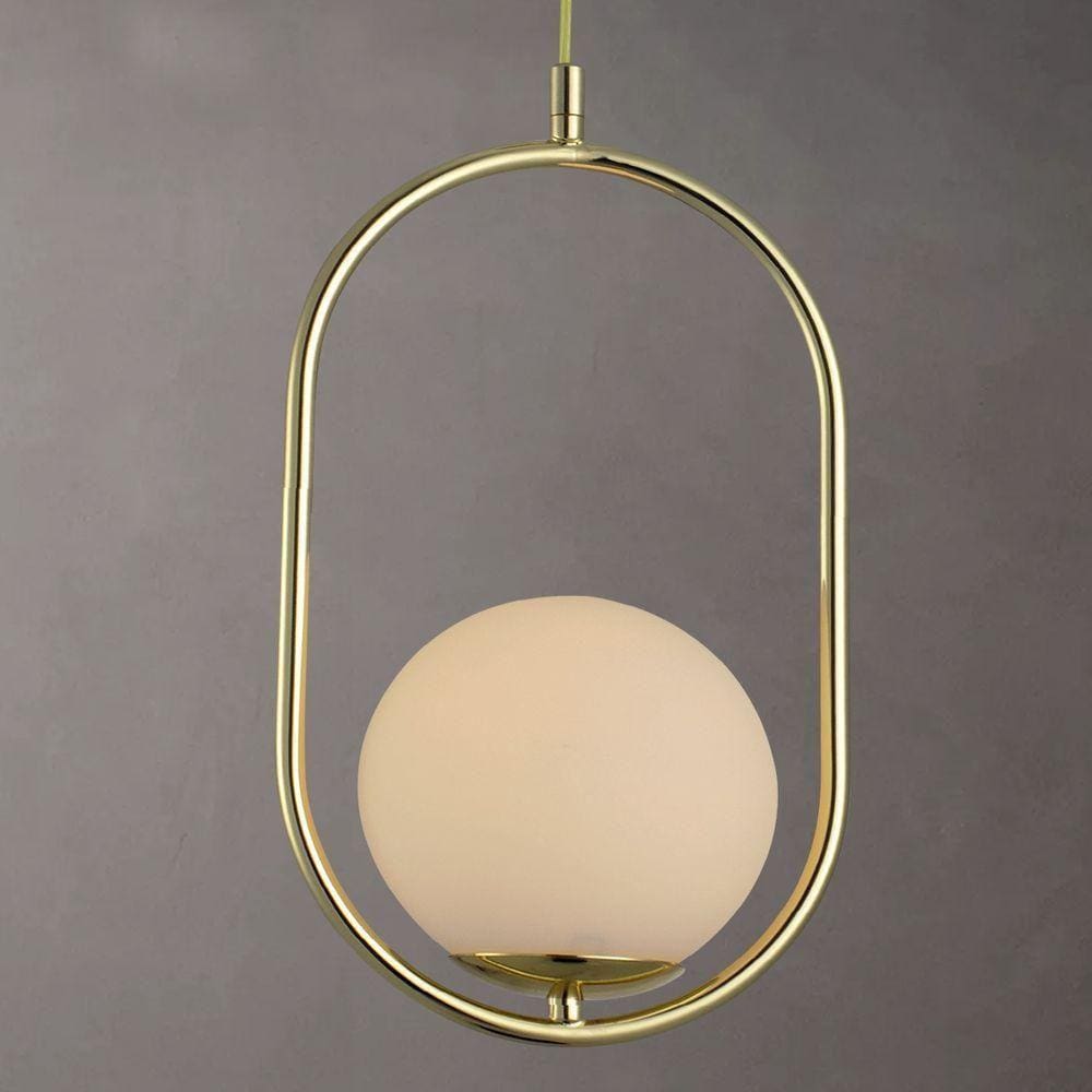 Lustre Pendente Bravalumi Pérola Mond Globo E27 Bivolt Ouro
