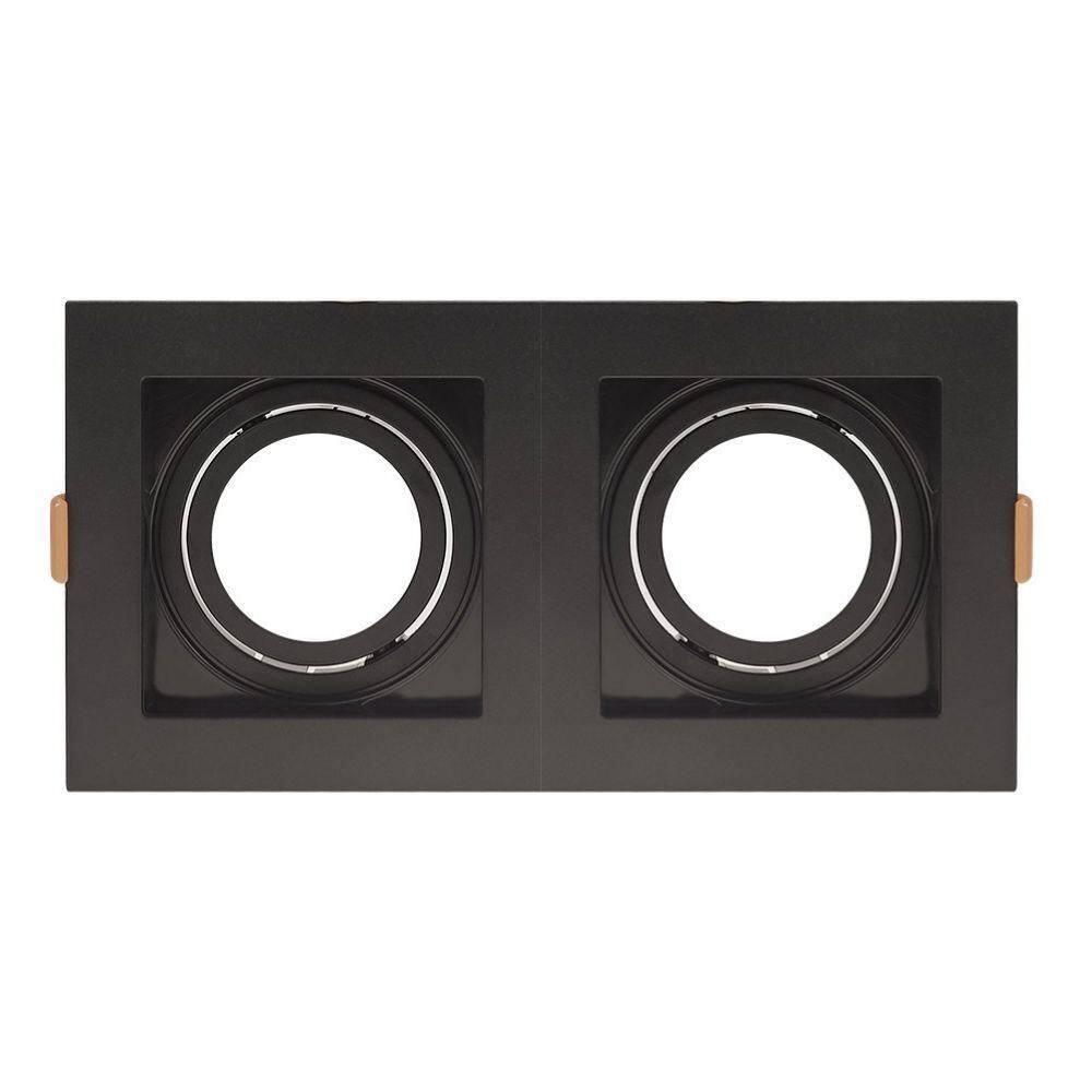 Spot De Embutir Quadrado Recuado Duplo Ar70 Direcionável Preto