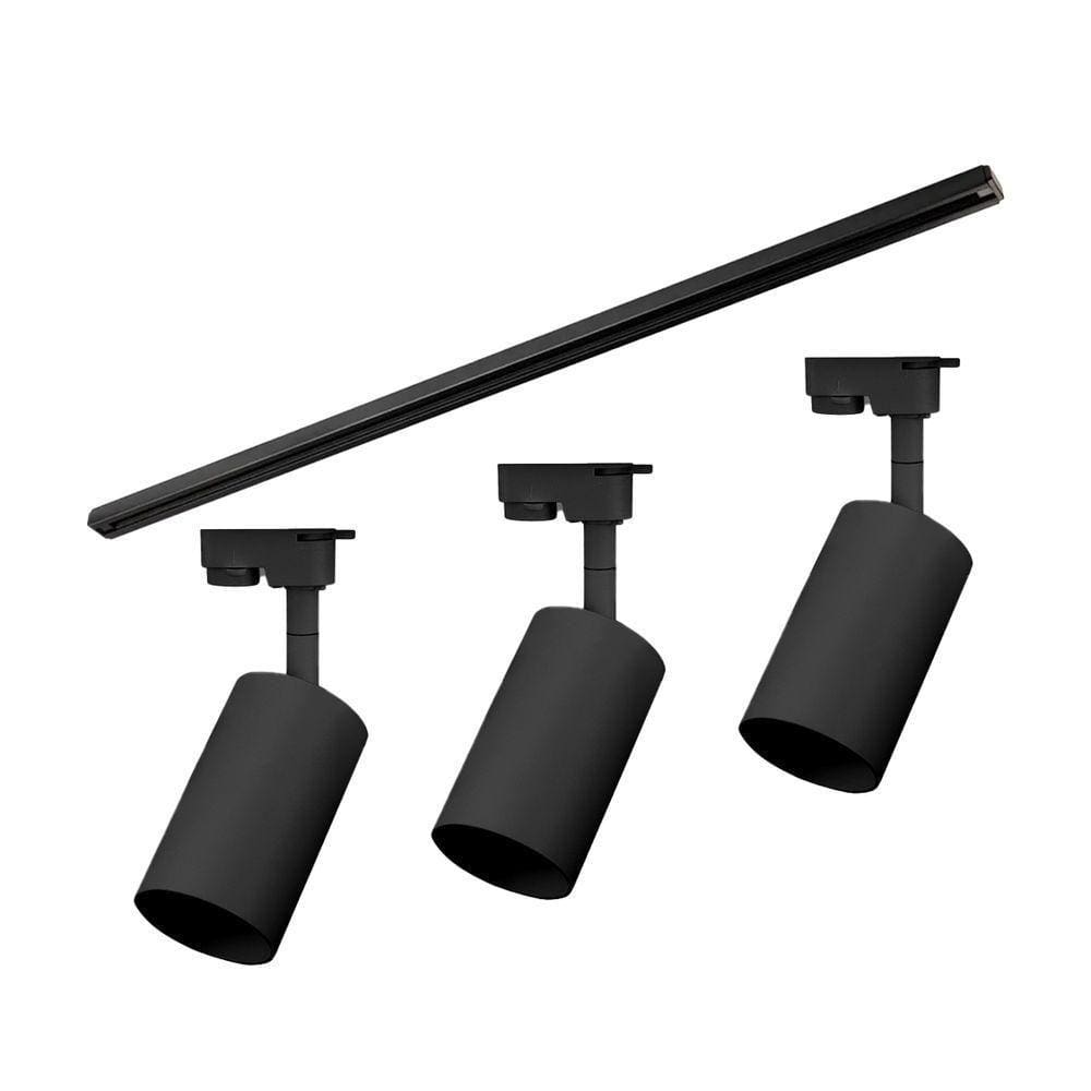 Kit Trilho Taschibra Com 3 Spot Track Par20 E27 Bivolt Preto