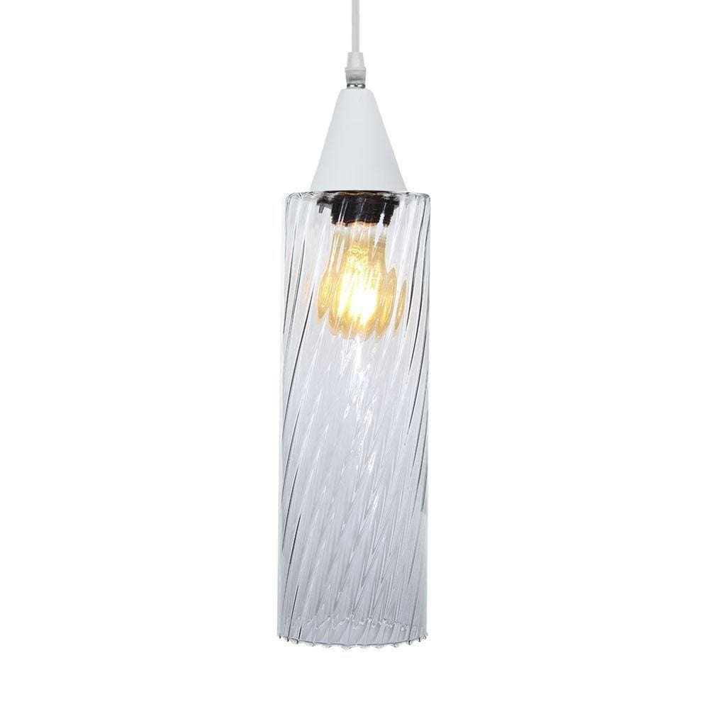 Lustre Pendente Taschibra Anne Rigato E27 Transparente Bivolt Branco