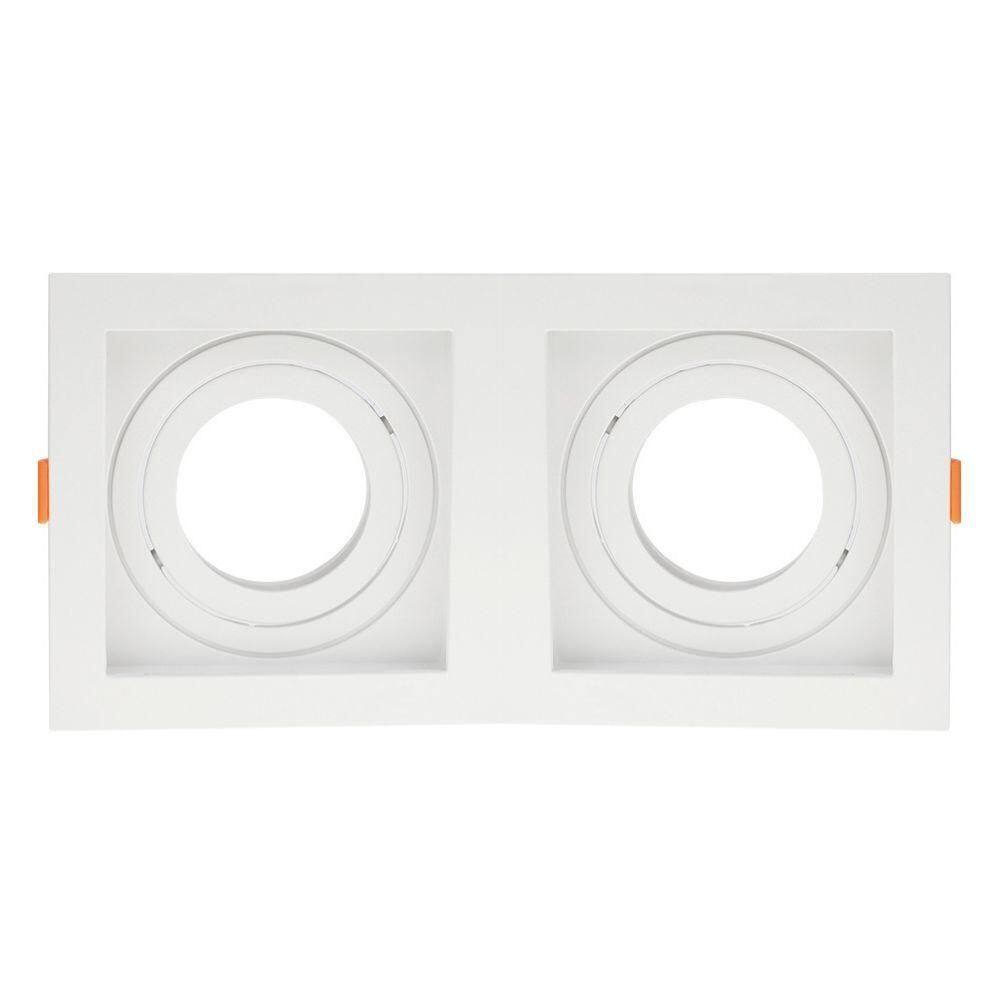 Spot De Embutir Quadrado Recuado Duplo Mr16 Direcionável Branco