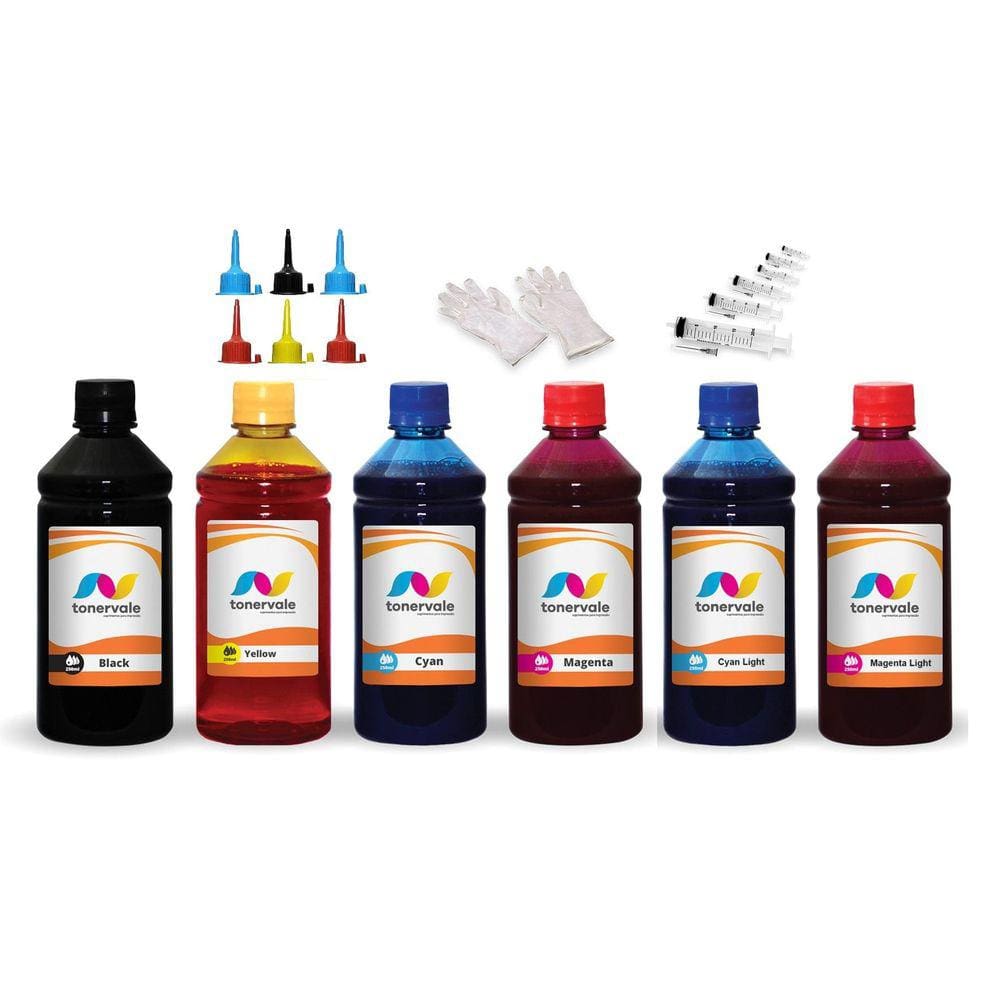 Kit 6 Tinta Para Epson L1800 T673120 CMYK 250ml
