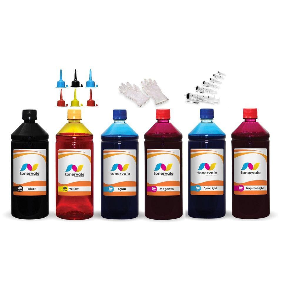 Kit 6 Tinta Para Epson L800 T673120 CMYK 1 Litro
