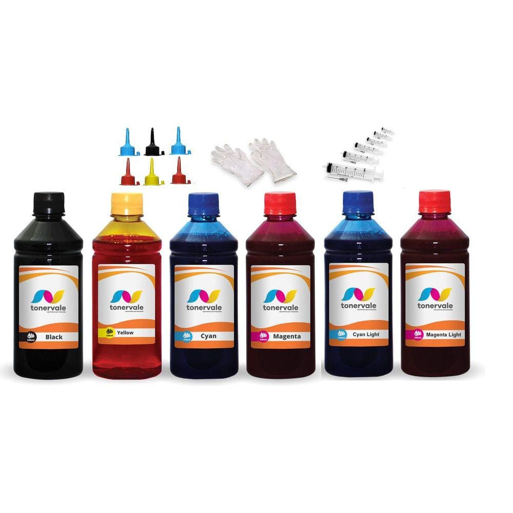 Kit 6 Tinta Para Epson T673120 CMYK 500ml