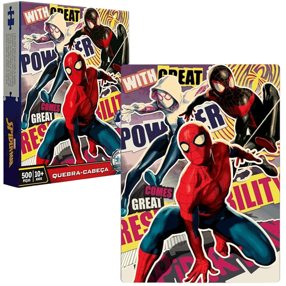 Quebra Cabeça Homem Aranha Aranhaverso Miles Morales 500Pç