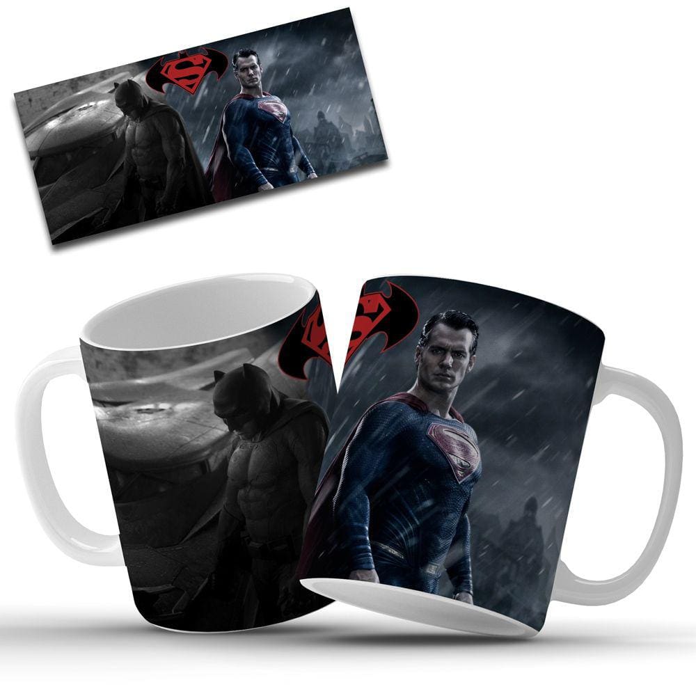 Caneca Batman e Super Homem Personalizada em Cerâmica 325ml