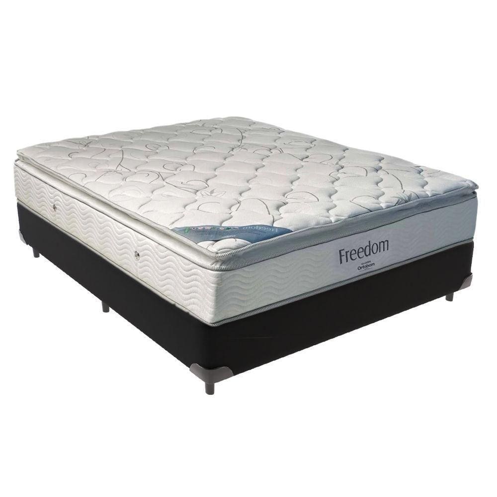 Cama Box Casal E Colchão Freedom Ortobom D33 Cor:preto