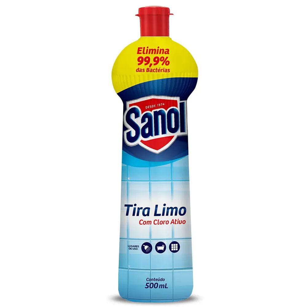 Tira Limo Desinfeta Elimina Bactérias Mofo Sanol com Cloro Ativo 500ml