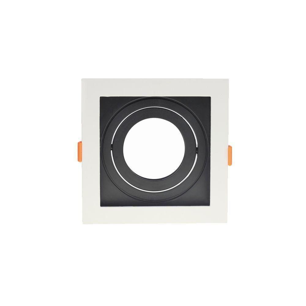 Spot De Embutir Recuado Nordecor Flea Para 1 Lâmpada Par 20 Quadrado Branco E Preto