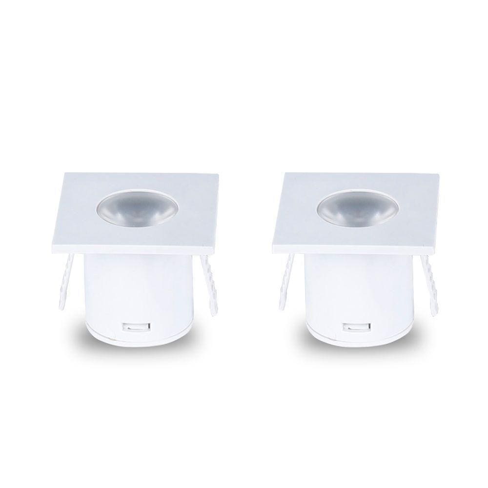 Kit 2 Spot Para Móvel Taschibra Pik Led Quadrado Branco Bivolt 6500k Luz Fria