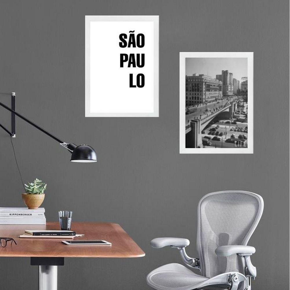 Kit 2 Quadros Foto Antiga São Paulo 45X34Cm - Com Vidro