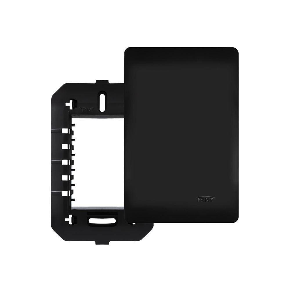 Placa Cega Com Suporte Fame Habitat Black 4x2 Preta