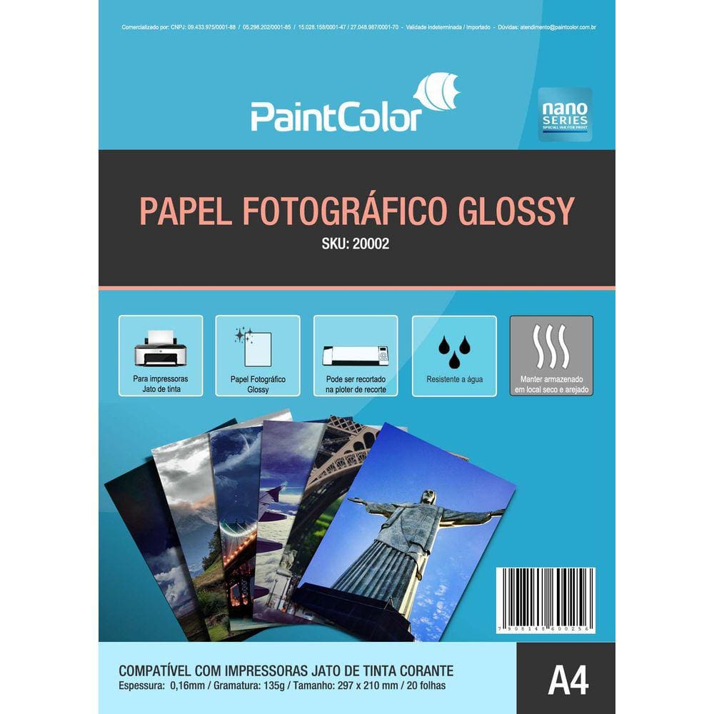 Papel Fotográfico Glossy A4 135g 20 Folhas