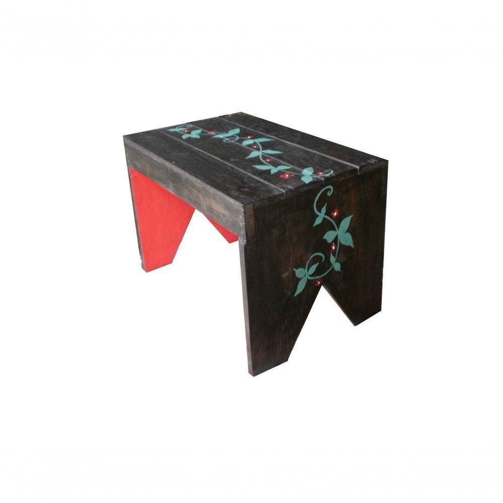 Banco Madeira Vermelho E Preto