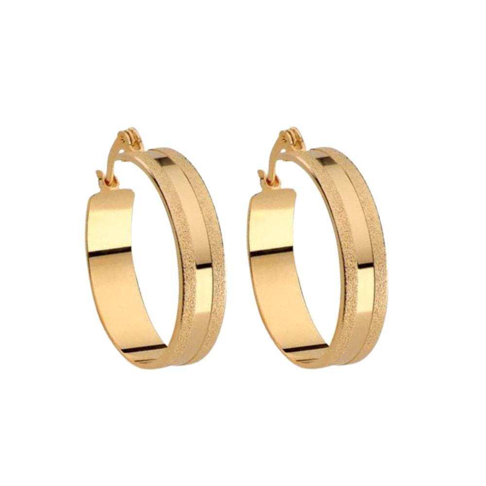 Argola Detalhes Diamantados - Banhada em Ouro 18k