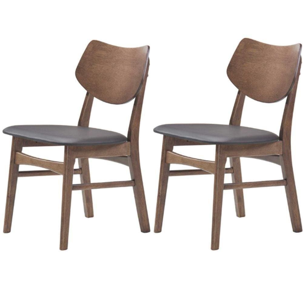 Kit 2 Cadeiras Edna Rivattis Revestida Em Pvc Café Estrutura Em Madeira Natural