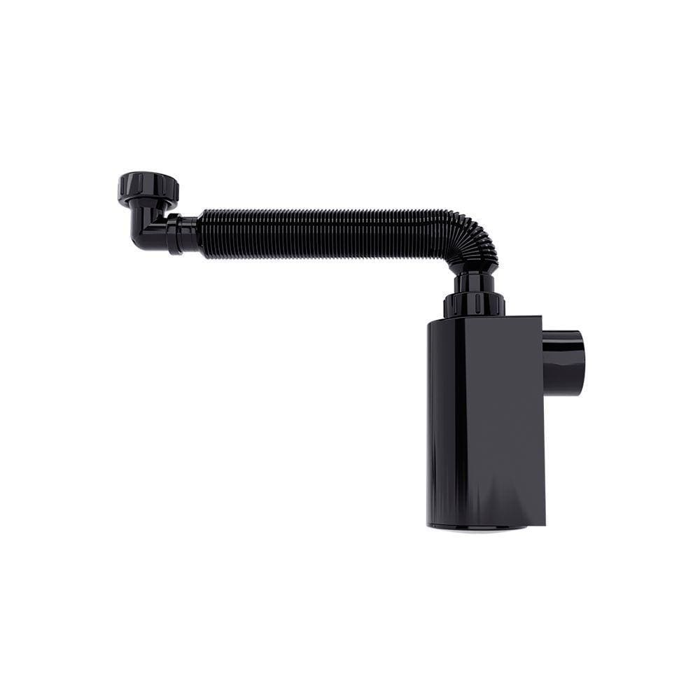 Sifão Sanfonado Blukit De Parede Com Copo 47cm Preto Universal