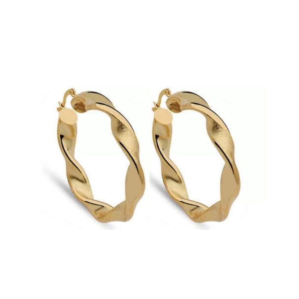 Argola Trançada Diamantada - Banhada em Ouro 18k