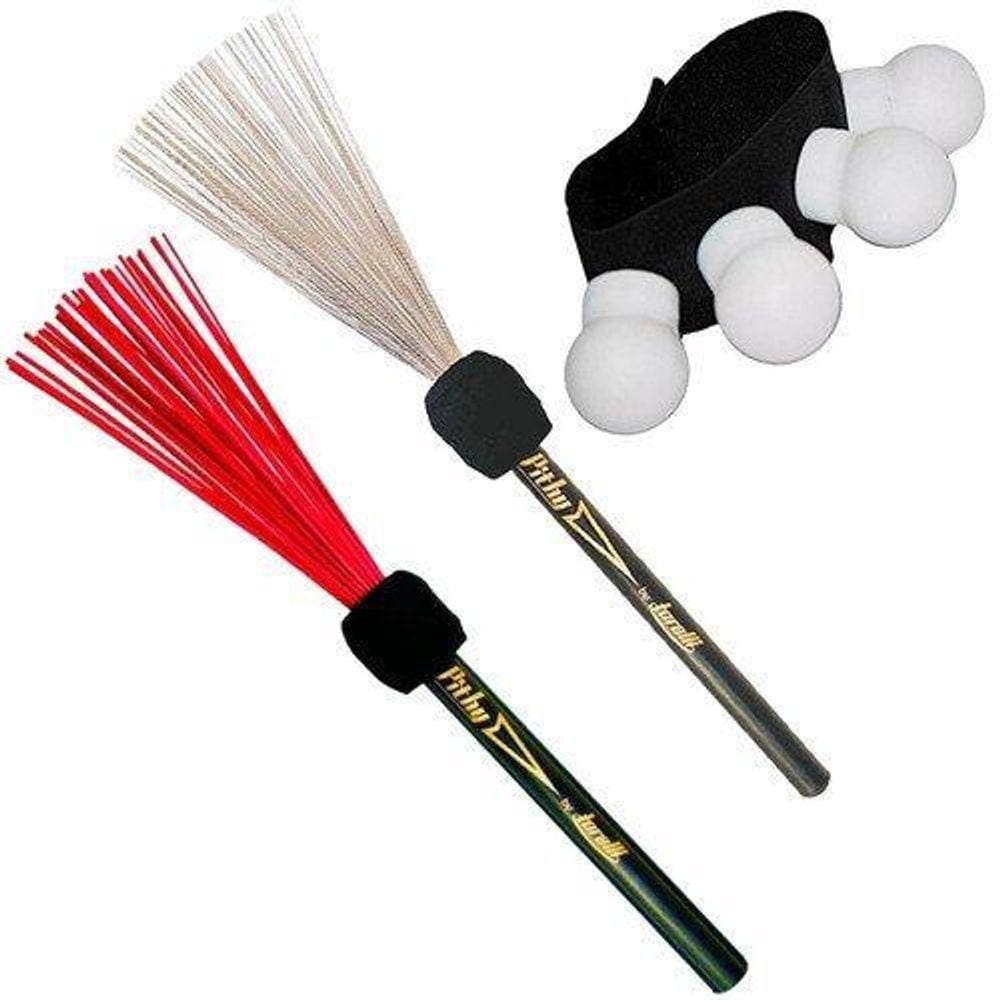 Kit Vassourinhas Nylon Aço Para Cajon Pithy Torelli + Canela