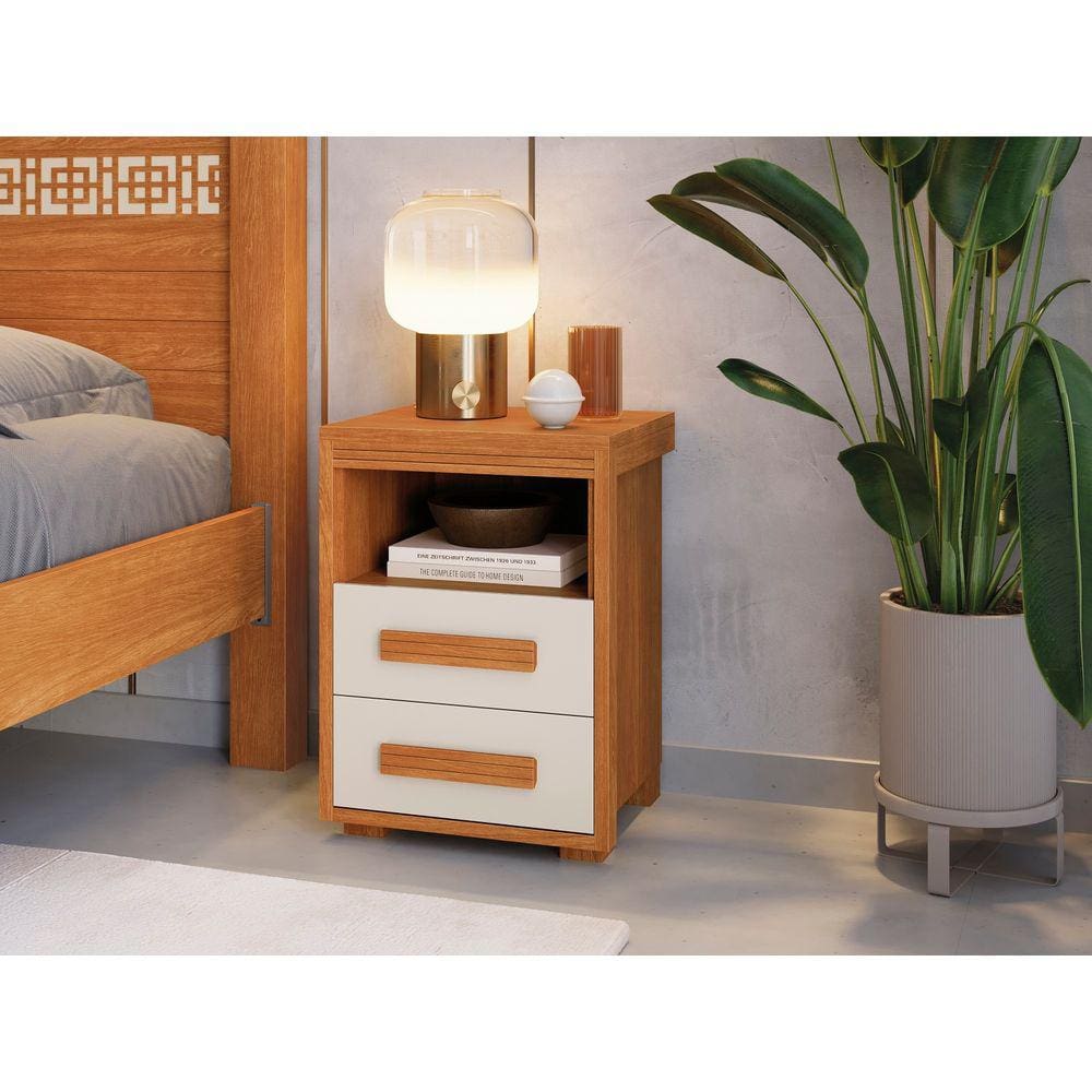 Mesa de Cabeceira Escrivaninha Nature/Off White