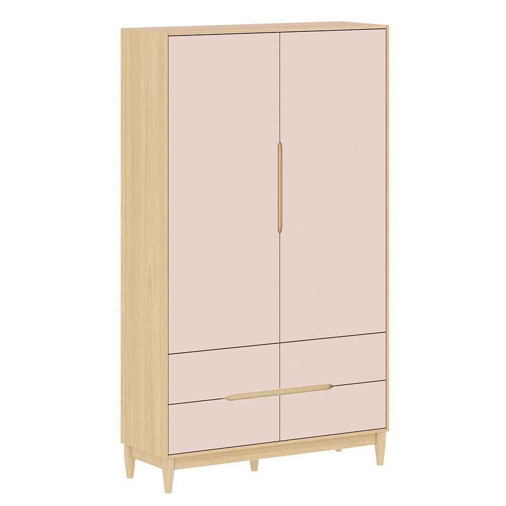 Guarda-Roupa Tomi 2 Portas e 4 Gavetas - Carvalho Malva com Rosa