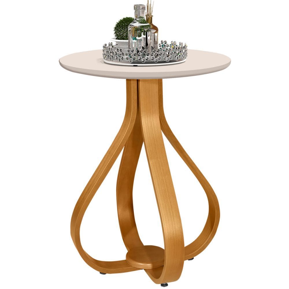 Mesa Lateral J&A Móveis Inovare tampo redondo de MDF 45X72 cm Marrom/OFF White
