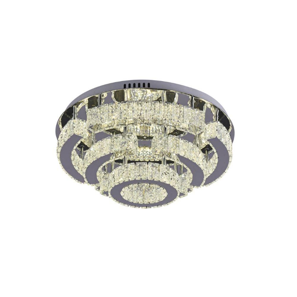 Plafon Redondo de Cristais 50cm Led 66W 3 em 1 Bivolt