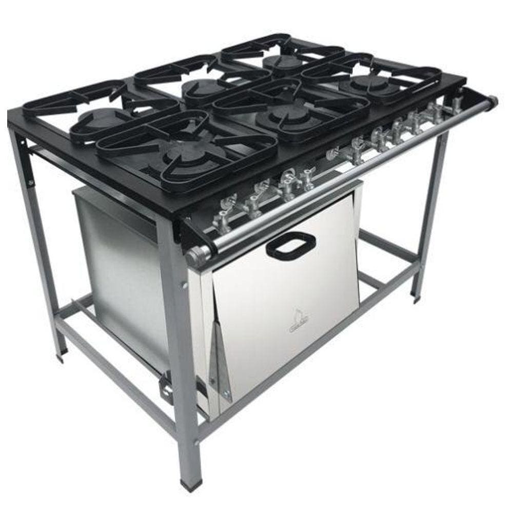 Fogao 6B M-15 M/m Top 30X30 Perfil 5Cm C/ Forno Kit - Metalmaq