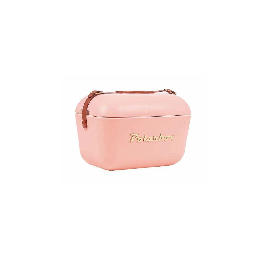 Bolsa Térmica Cooler Retrô Com Alça Em Couro 12 Litros Coral