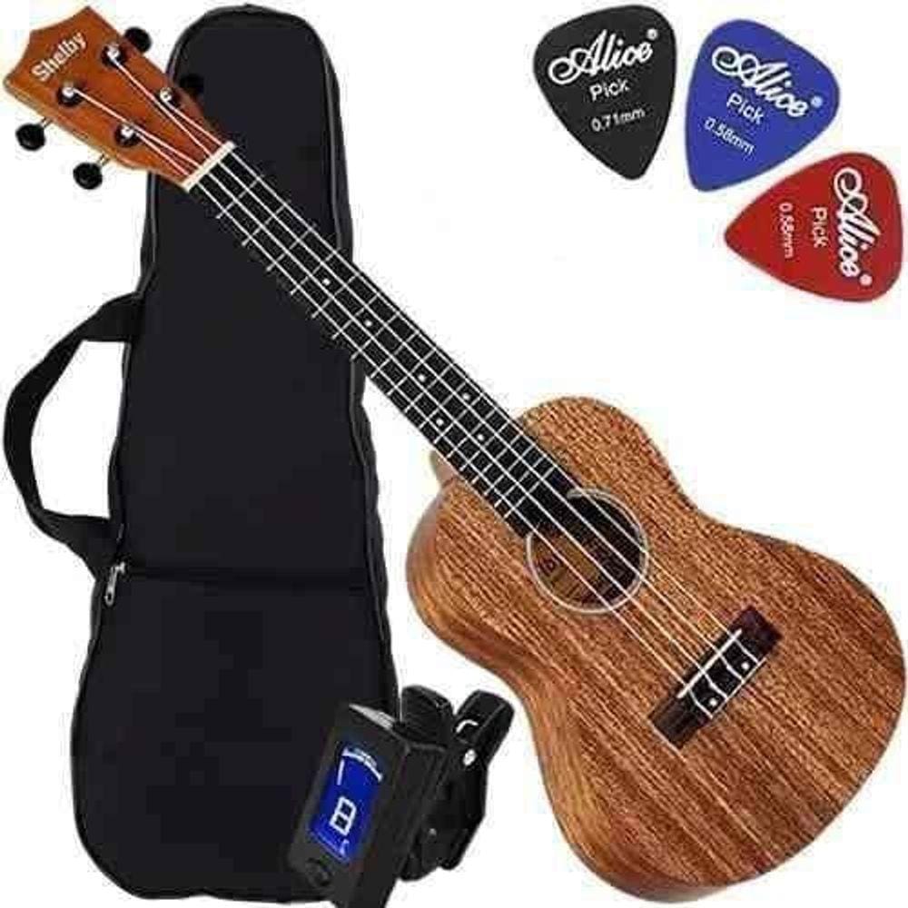 Kit Ukulele Shelby Concerto Acústico Canhoto Com Capa Su23M