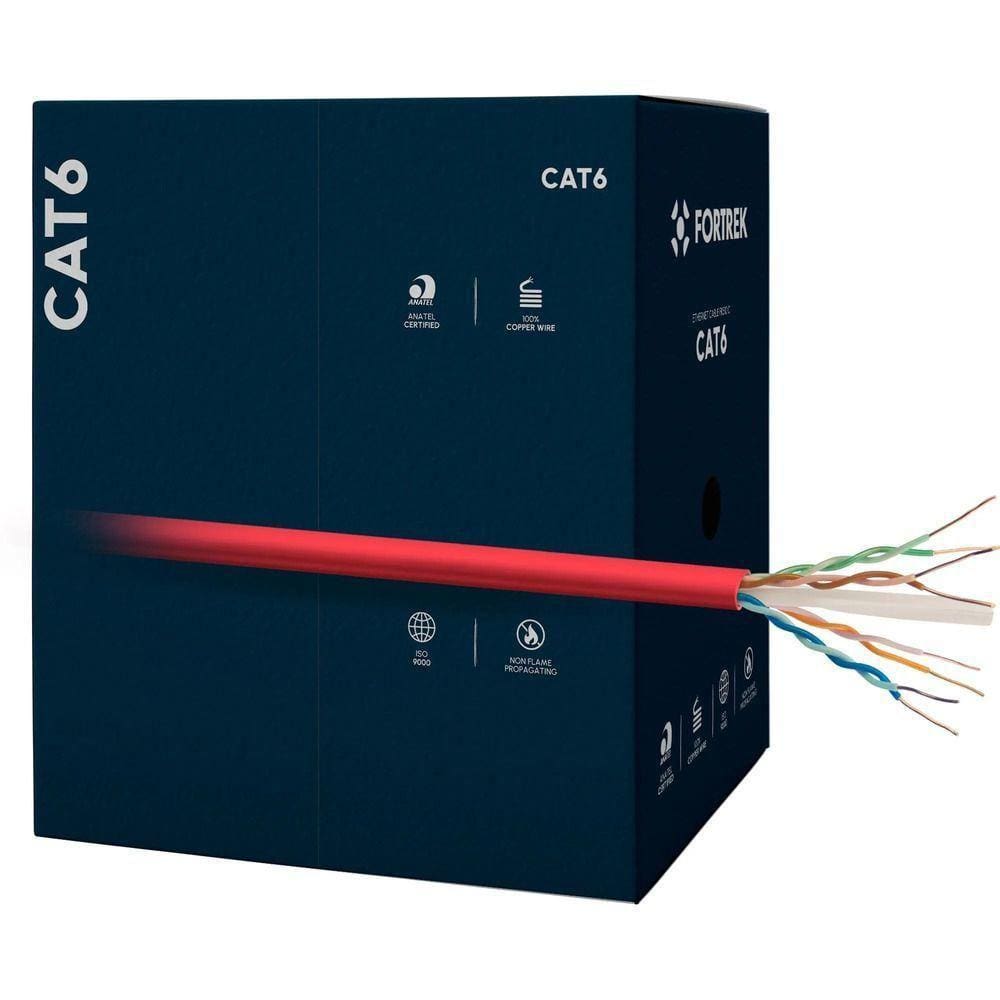 Cabo De Rede Cat6 305m Fortrek Fk510c Cmx Vermelho - Cx - 305