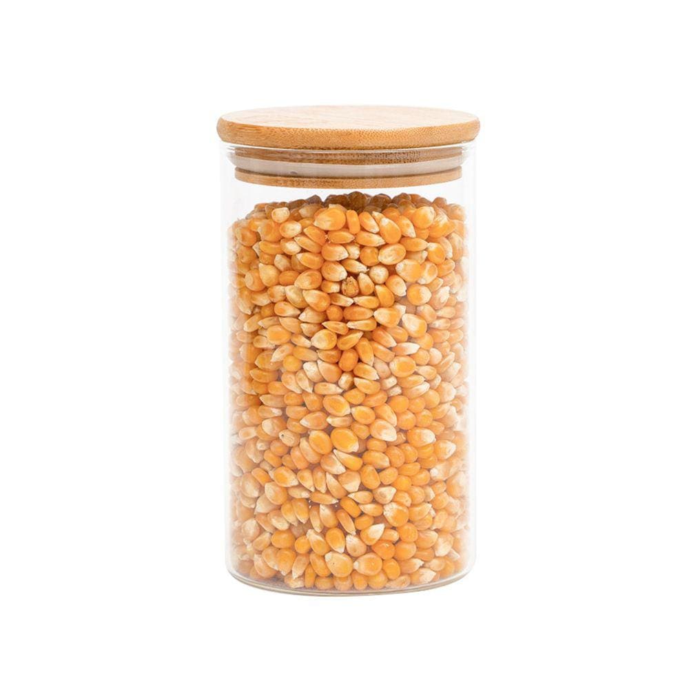 Pote de vidro 1,1L com tampa de bambu hermético redondo - Tüd