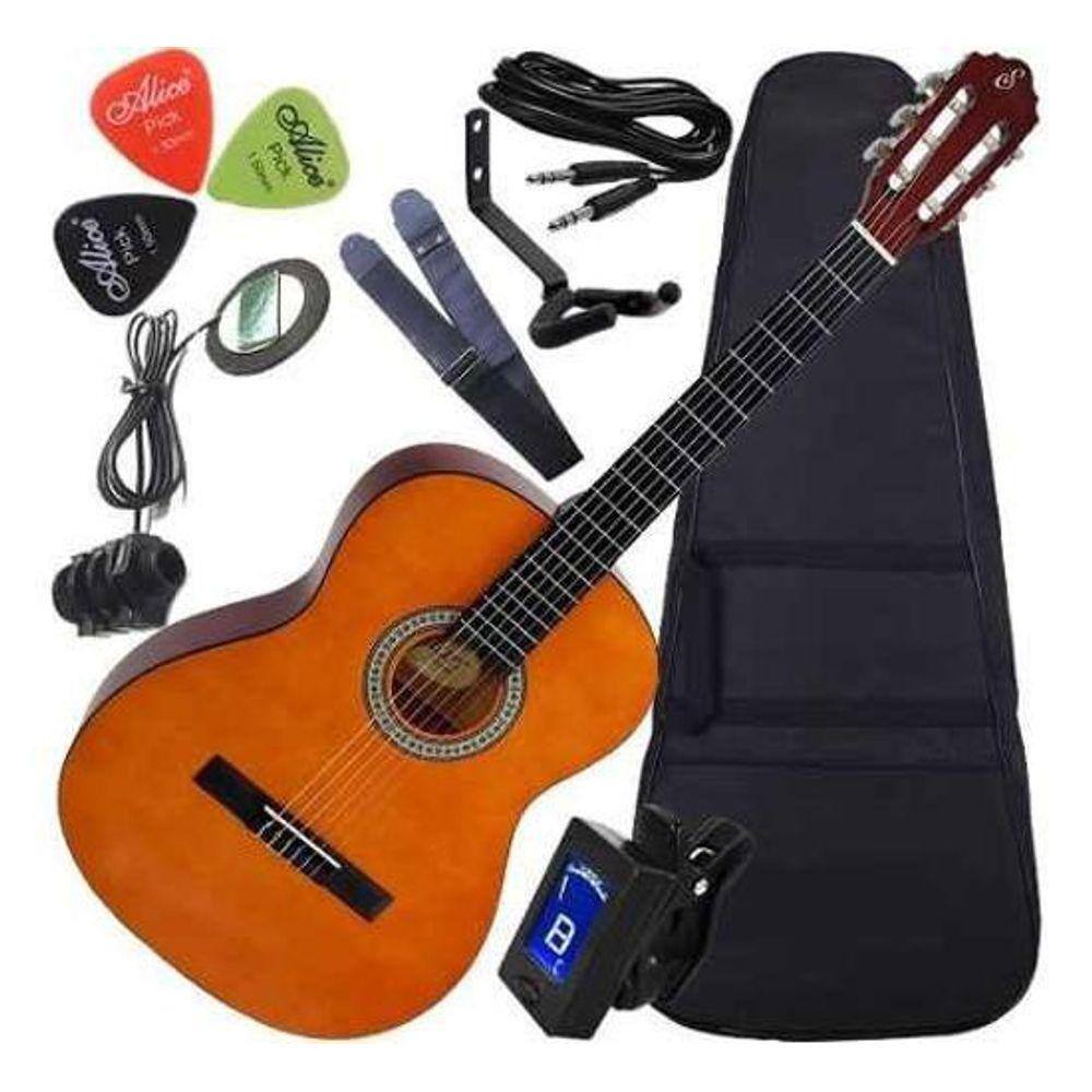Kit Violão Elétrico Com Capa + Acessórios N14 Preto Giannini