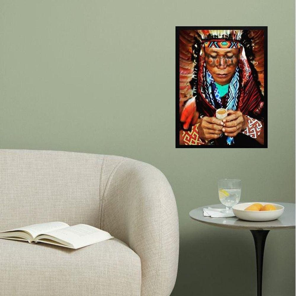 Quadro Decorativo Ayhuasca - Índio 24X18Cm - Com Vidro
