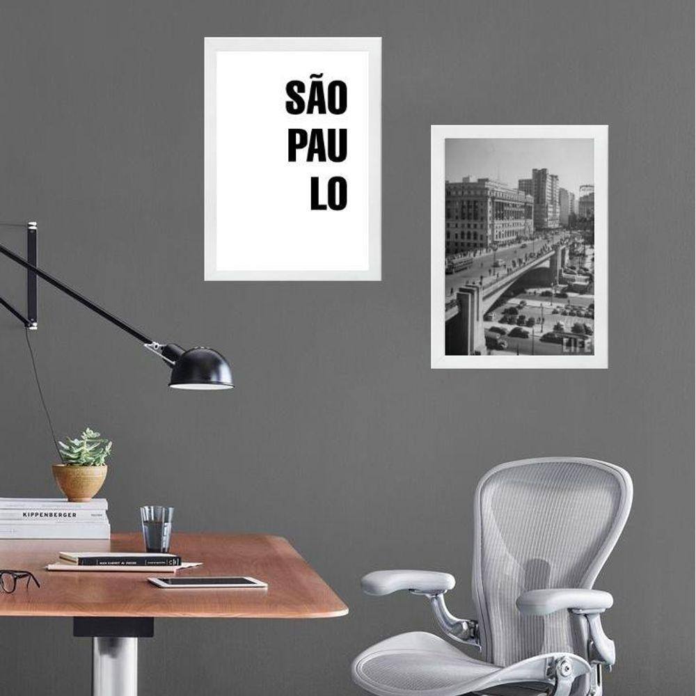 Kit 2 Quadros Foto Antiga São Paulo 45X34Cm - Com Vidro
