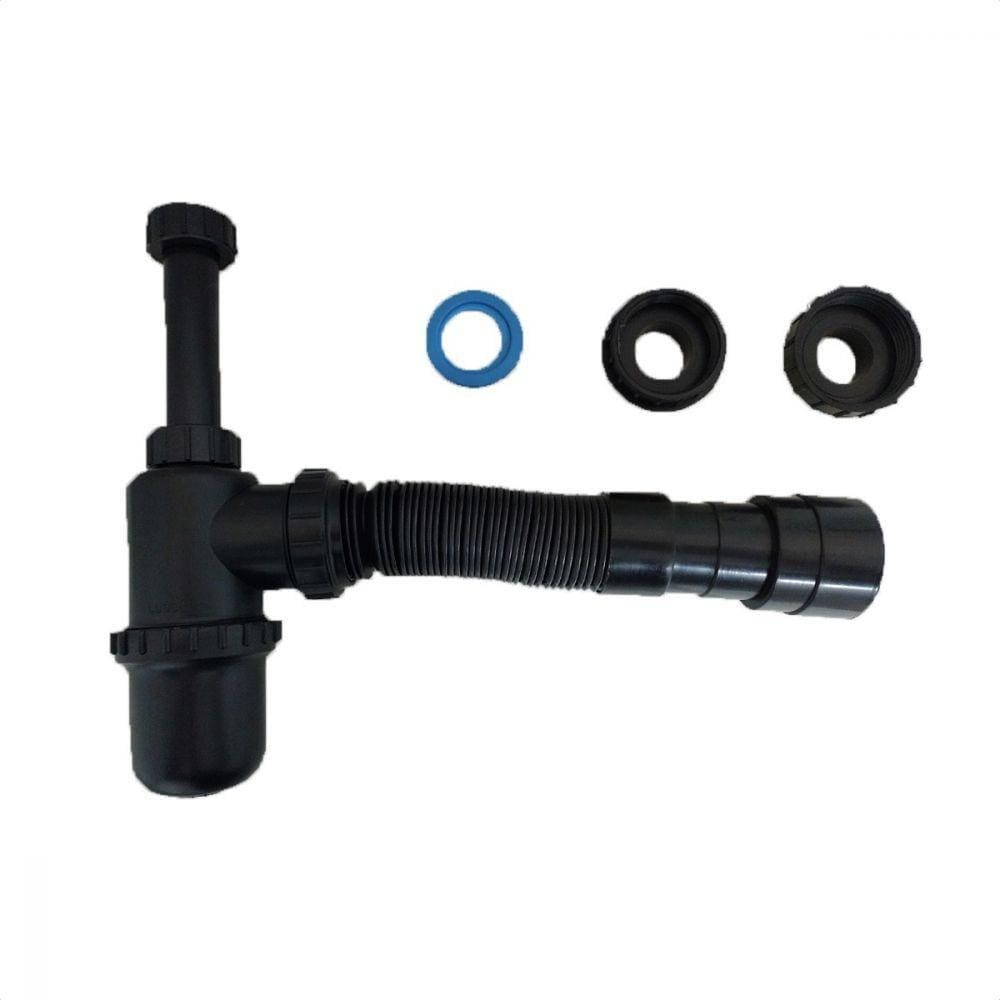 Sifão Sanfonado Universal Black Extensível Até 50cm