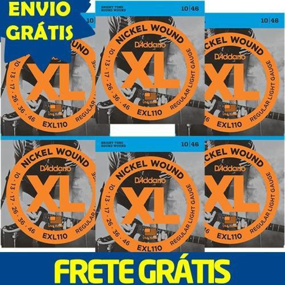 Kit 6 Encordoamento D`Addario Guitarraço Exl110
