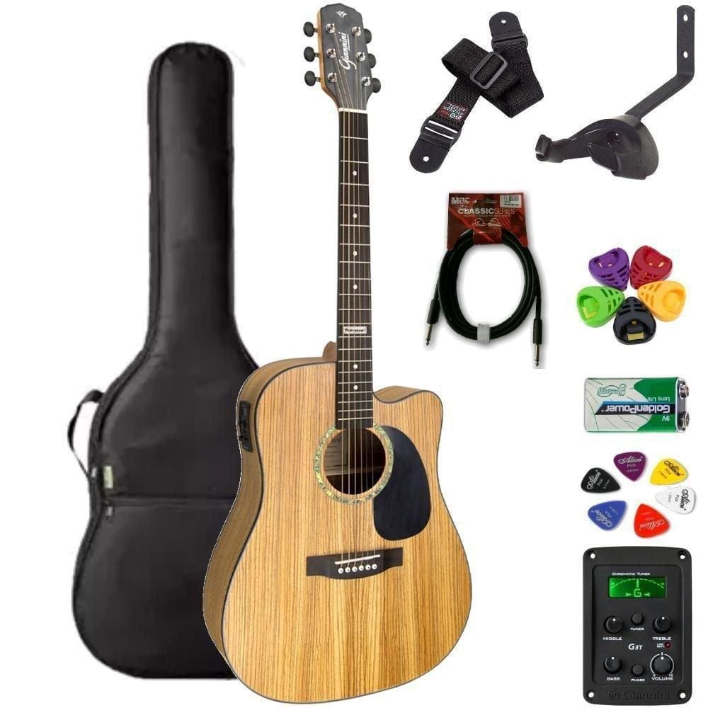 Violão Giannini Folk Aço Gf1D Natural Zebra Zw + Kit1Pl