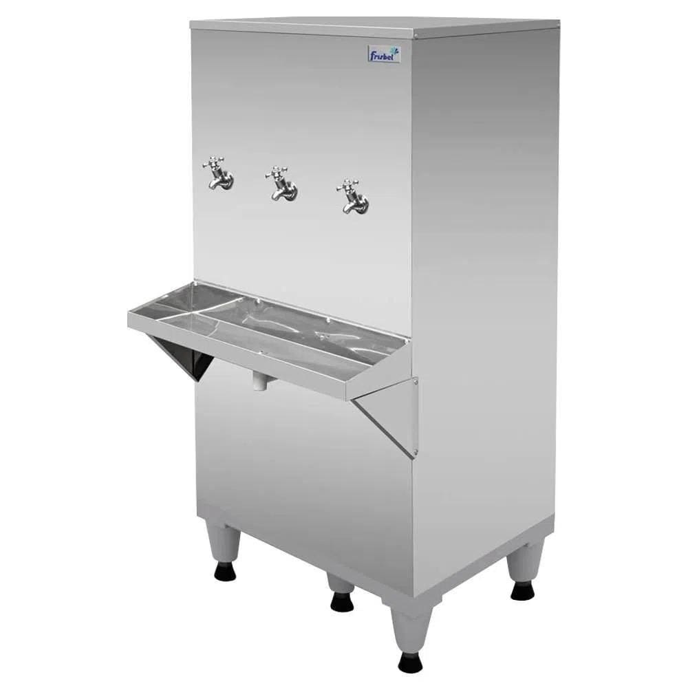Bebedouro Industrial Inox Coluna 100 Litros 3 Torneiras Ra10 Com Kit Filtro 220V - Frisbel