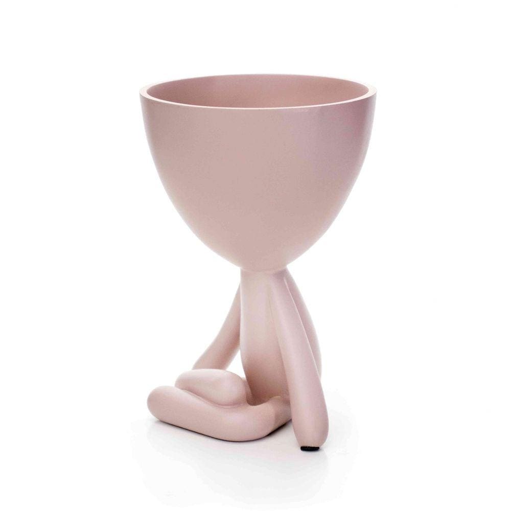 Vaso Decorativo Bob Robert Plant Perna Cruzada em Poliresina Rosa 14,5x11x10 cm - D`Rossi