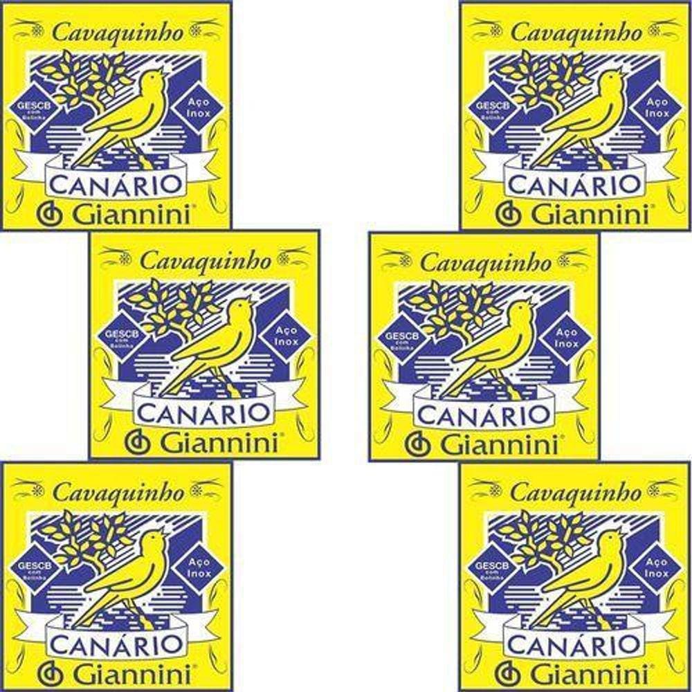 Kit 6 Encordoamento Para Cavaquinho Giannini Canário Aço