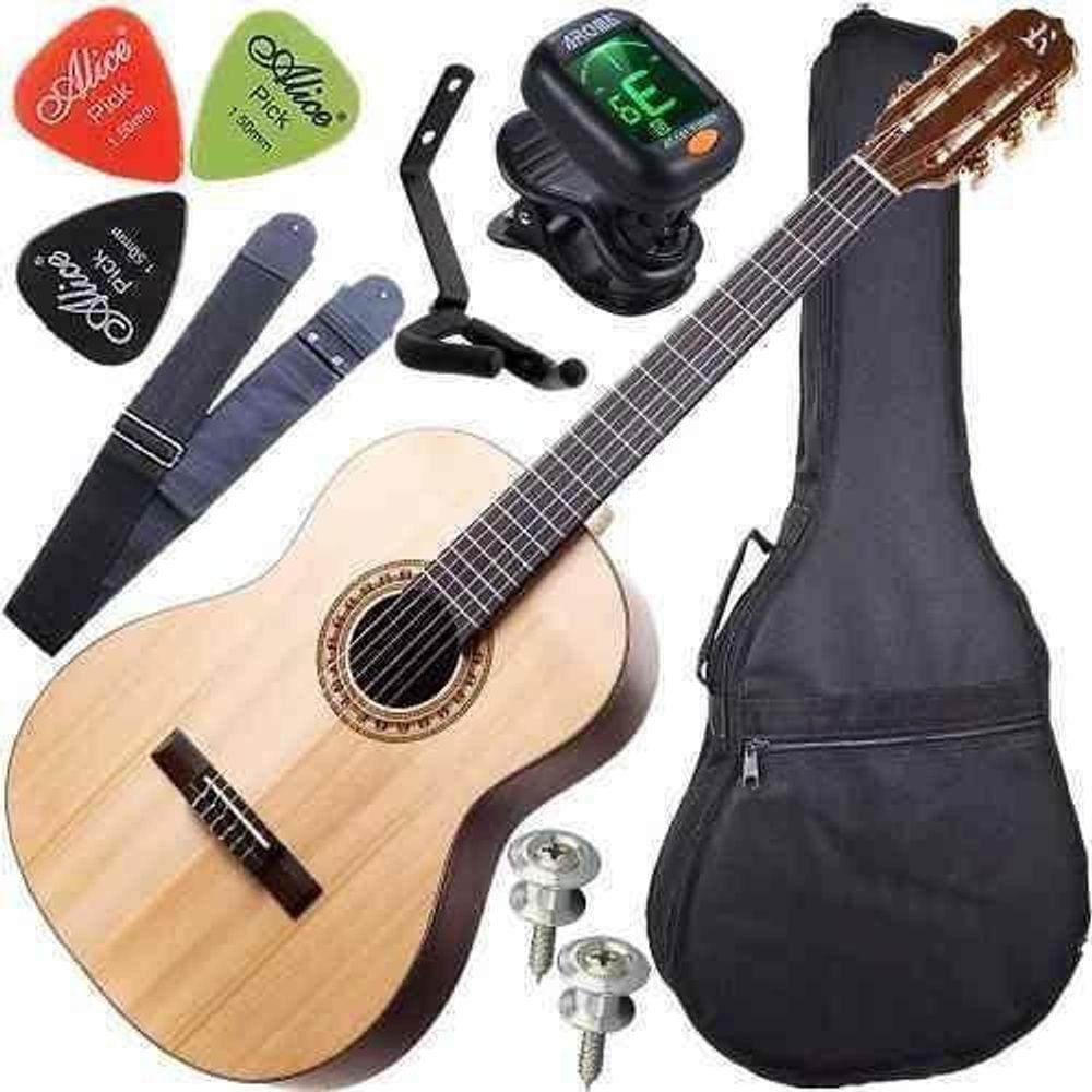 Kit Violão Rozini Acústico Cordas Nylon Tampo Maciço Rx210